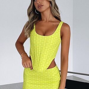 WHITEFOX Neon Yellow Festival Party Chic Corset | 📐XS